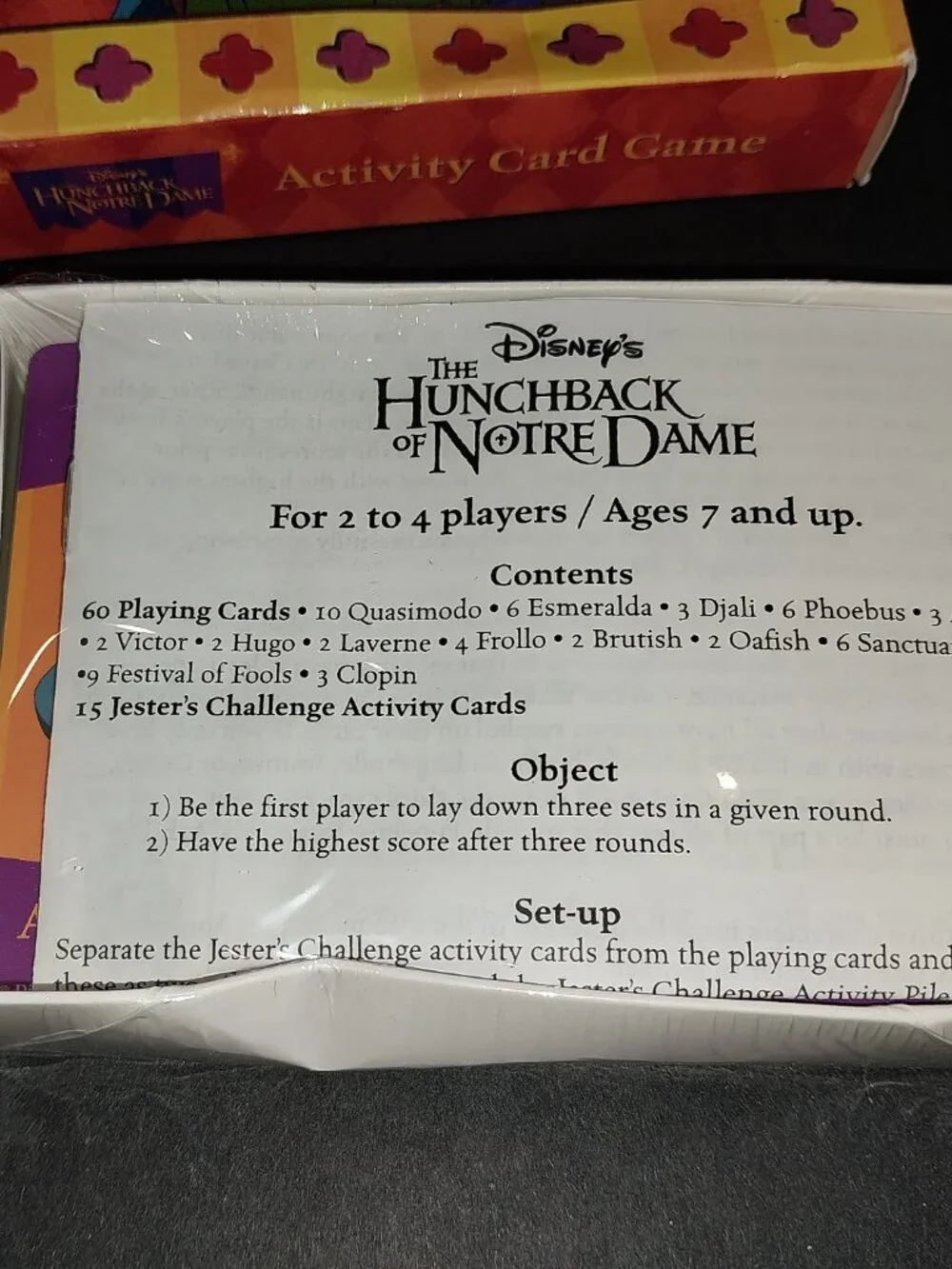Hunchback of Notre Dame Activity Card Game